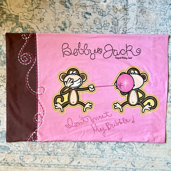 Bobby Jack Original Don't Burst My Bubble Pillow Case 20”x 30” Y2K Pink Monkey - Picture 1 of 7